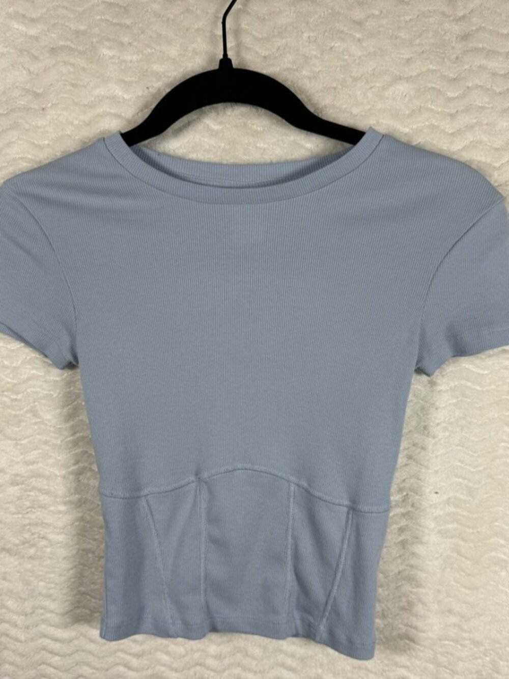 Abound Light Blue Ribbed Short Sleeve Crop Top
